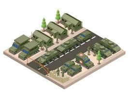 Army Camp Isometric Composition vector