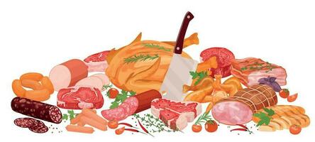 Meat Products Variety Composition vector