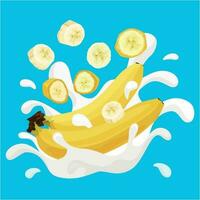 Banana Yoghurt Flat Composition vector