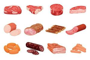 Meat Products Flat Icons vector