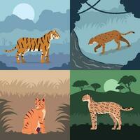 Wild Feline Cats Compositions vector