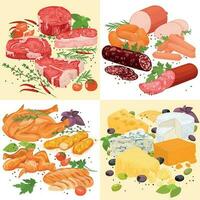 Meat Products Square Compositions vector