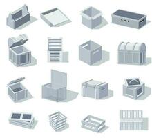 Boxes 3D White Set vector