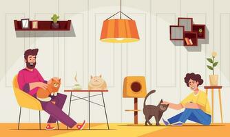 Cats Cafe Cartoon vector