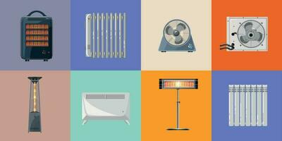 Flat Heaters Set vector