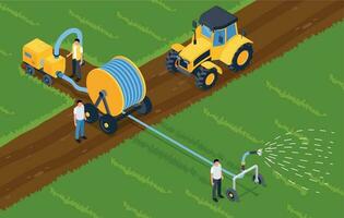 Irrigation Systems Isometric Background vector