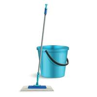 Bucket With Mop Composition vector