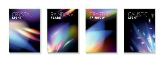 cristal arco iris pancartas conjunto vector