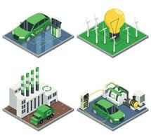 Biofuel Biogas Isometric Compositions vector