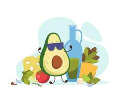 Cool Avocado Cartoon Composition vector