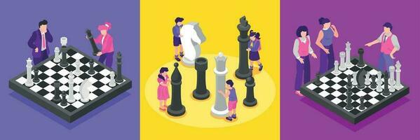 Isometric Chess Compositions Set vector