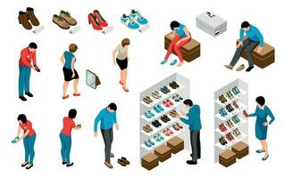 Isometric Shoe Store Set vector