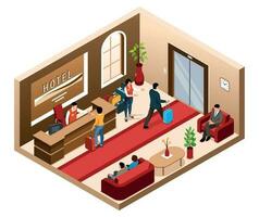 Isometric Hotel Lobby Composition vector