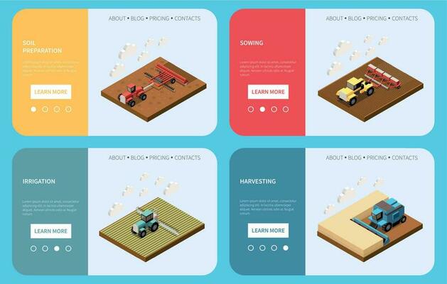 Wheat Grain Industry Isometric Landing Pages