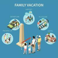familia vacaciones isométrica diseño concepto vector