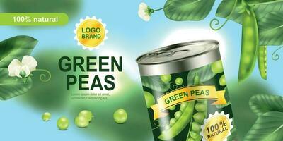 Realistic Canned Peas Poster vector