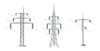 Power Line Poles Set vector