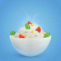 Rice With Vegetables Realistic Background vector