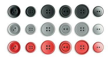 Realistic Sewing Button Icon Set vector
