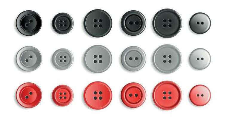 Realistic Sewing Button Icon Set