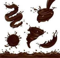 conjunto de salpicaduras de chocolate vector