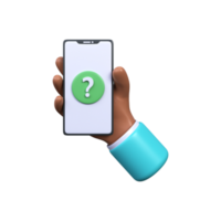 Question mark 3d icon on screen mobile phone png