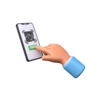 3d smartphone with qr code for online payments and money transactions. png