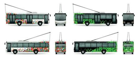 Trolleybus Realistic Set vector