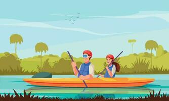 River Rafting Cartoon vector
