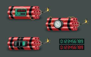 Dynamite Bombs Realistic Set vector