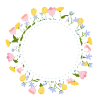 Circle Wreath flowers frame png