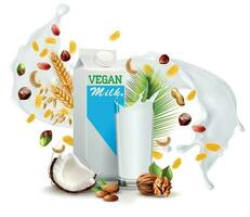 Vegan Milk Realistic Composition vector