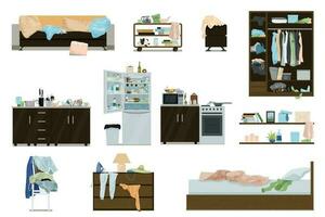 Messy Room Compositions Set vector