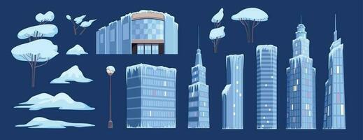 Winter City Constructor Set vector