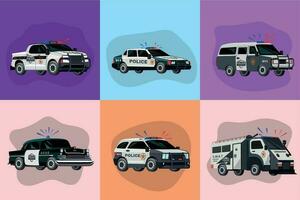 Police Cars Flat Set vector