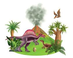 Realistic Dinosaurs Composition vector