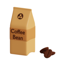 3d gerendert Kaffee Pack mit Kaffee Bohne perfekt zum Kaffee Geschäft Design Projekt png