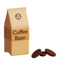 3d rendered coffee pack with coffee bean perfect for coffee shop design project png