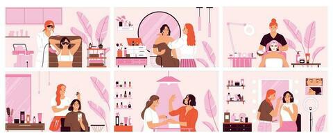 Beauty Service Color Set vector