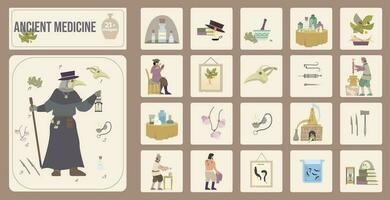 Ancient Medicine Compositions Set vector