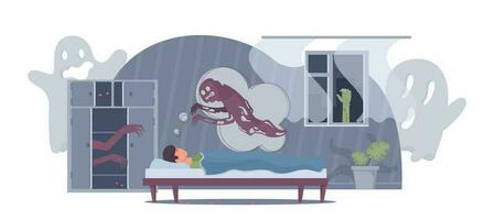 Nightmare Flat Illustration vector