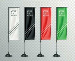 Pole Flags Realistic Set vector