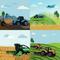 Agricultural Machines Square Compositions vector