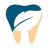 Tooth logo with Leaf vector illustration