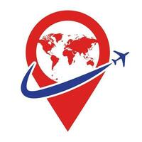 Travel agency logo pin location globe icon vector illustration