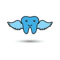 Tooth logo dental care with flying wings vector illustration