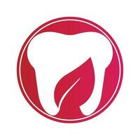 Tooth and leaf logo design inside a shape of circle vector