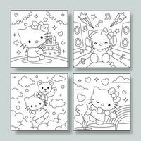 Cute Kitty Cat Coloring Pages vector