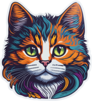 kleurrijk kat gezicht sticker met ai generatief png