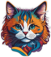 Cat Face Colorful Sticker with png